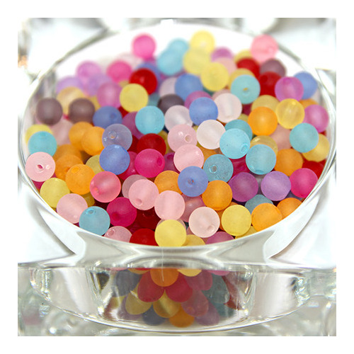 6mm Mixed Frosted Acrylic Beads - 100 Piece Bag