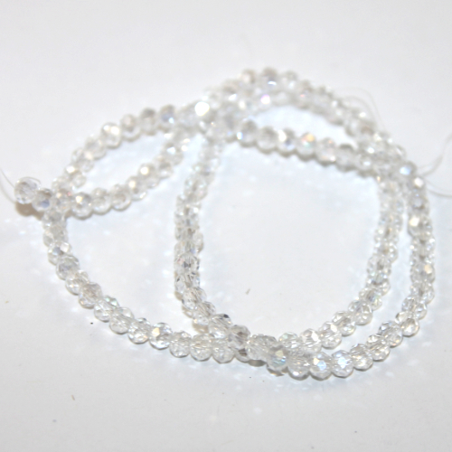 3mm x 4mm Transparent Glass Rondelle - 38cm Strand - Clear AB