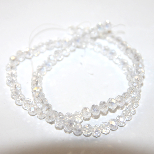 5mm x 6mm Transparent Glass Rondelle - 38cm Strand - Clear AB