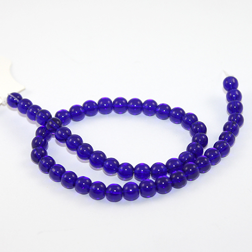 6mm Round Glass Beads - 30cm Strand - Dark Blue