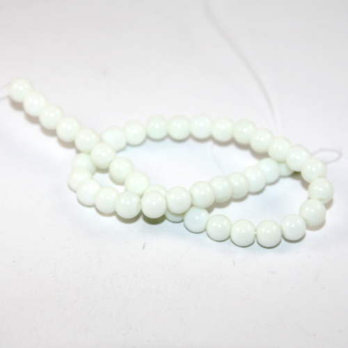 8mm Round Glass Beads - 30cm Strand - White