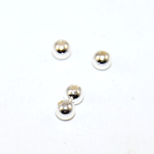 3mm x 2.5mm Round 925 Sterling Silver Bead