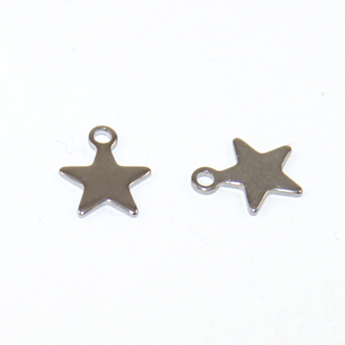 8mm x 10mm Star Charm - 304 Stainless Steel - 2 Pieces