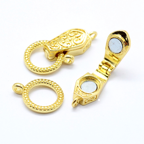 31mm x 13mm Brass Fold Over Magnetic Clasps - Gold