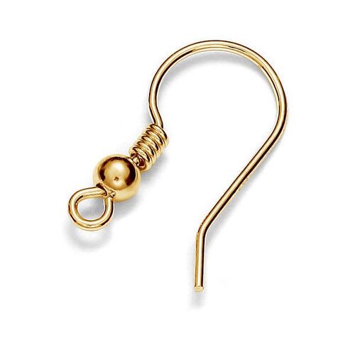 18mm x 10mm French Hook with Spring & Ball - 925 Sterling Silver - 24k Gold - Pair