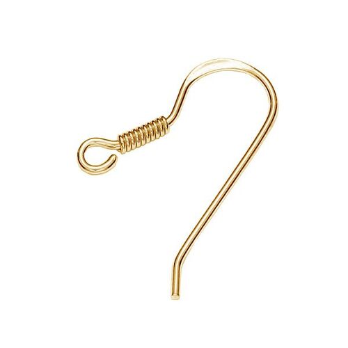 18.2mm French Hook with Spring - 925 Sterling Silver - 18K Light Gold - Pair