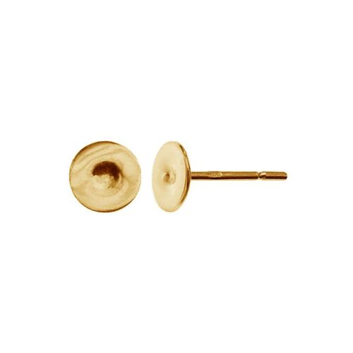 4mm Flat Pad Stud with Butterfly Back - 925 Sterling Silver - 18K Light Gold - Pair