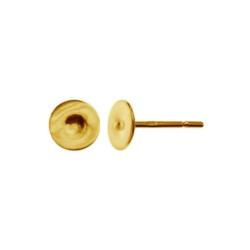 4mm Flat Pad Stud with Butterfly Back - 925 Sterling Silver - 24k Gold - Pair