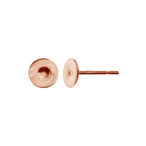 8mm Flat Pad Stud with Butterfly Back - 925 Sterling Silver - 18K Rose Gold - Pair