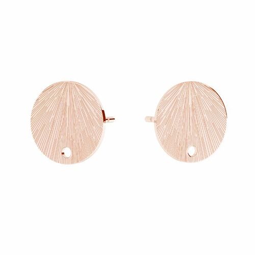 10mm Textured Round Stud Earrings with a hole & Butterfly Back - 925 Sterling Silver - 18K Rose Gold - Pair