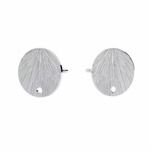 10mm Textured Round Stud Earrings with a hole & Butterfly Back - 925 Sterling Silver - Platinum - Pair