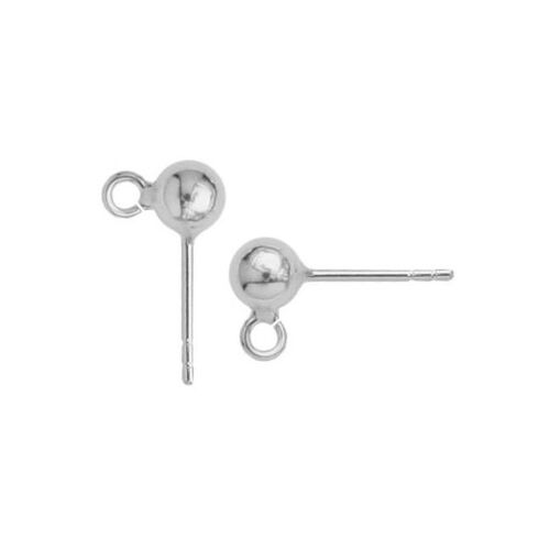 5mm Ball Stud with Loop & Butterfly Back - 925 Sterling Silver - Pair