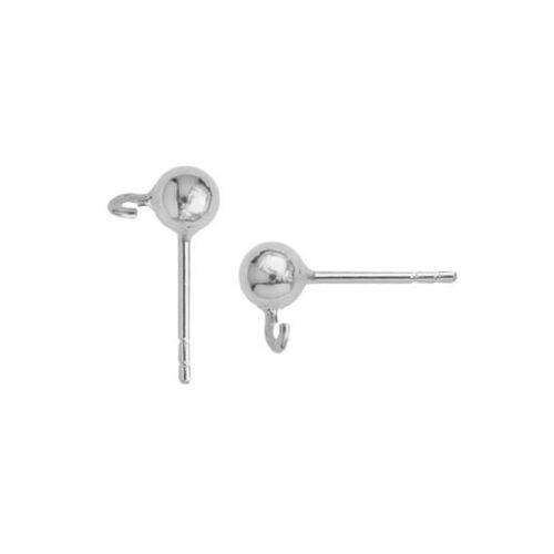 4mm Ball Stud with Cross Loop & Butterfly Back - 925 Sterling Silver - Pair
