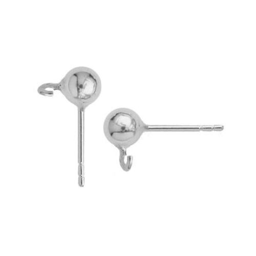 5mm Ball Stud with Cross Loop & Butterfly Back - 925 Sterling Silver - Pair