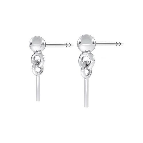 3mm Ball Stud with Glue in Pin & Butterfly Back - 925 Sterling Silver - Pair