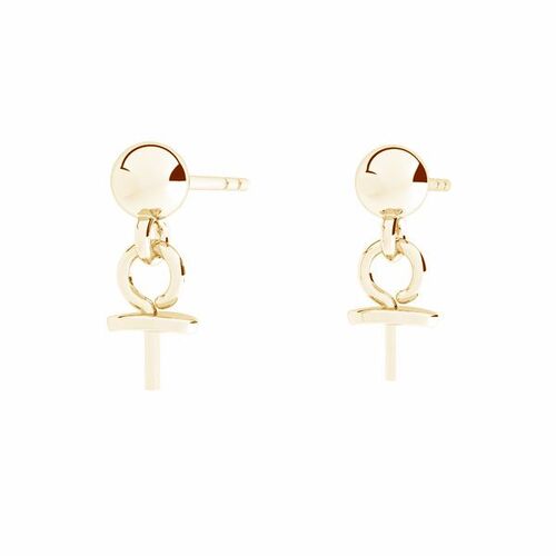 5mm Ball Stud with Glue in Pin & Butterfly Back - 925 Sterling Silver - 18K Light Gold - Pair