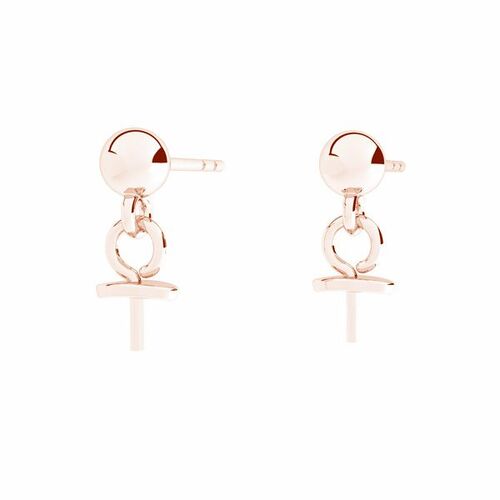 5mm Ball Stud with Glue in Pin & Butterfly Back - 925 Sterling Silver - 18K Rose Gold - Pair