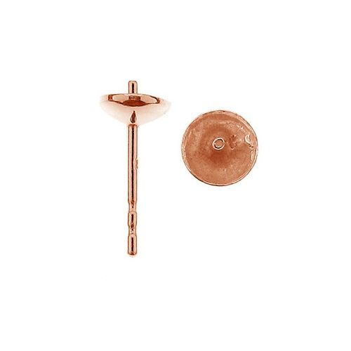6mm Glue in Stud & Butterfly Back - 925 Sterling Silver - 18K Rose Gold - Pair