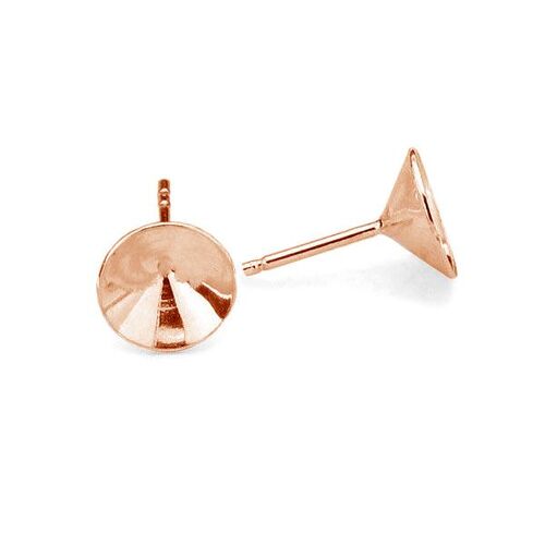 8mm (SS39) 1088 Chaton Stud Setting & Butterfly Back - 925 Sterling Silver - 18K Rose Gold - Pair