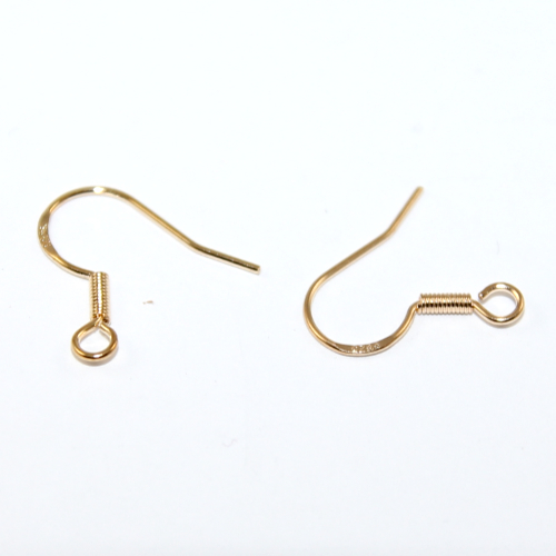 17mm French Hook with Spring - 925 Sterling Silver - Pair - Pale Gold