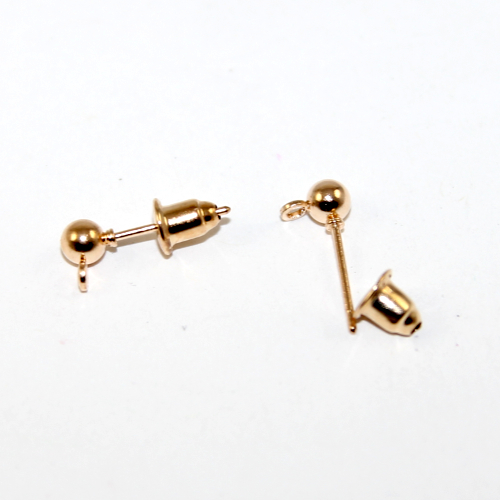 4mm Ball Post with Drop with Bullet Back - Pair - Pale Gold