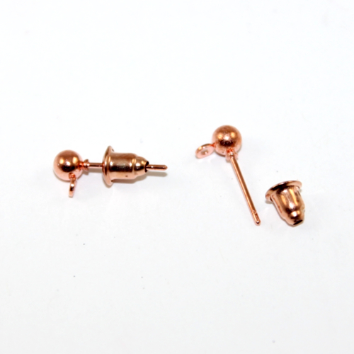 4mm Ball Post with Drop with Bullet Back - Pair - Rose Gold