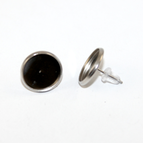 12mm Cabochon Setting Ear Studs - Pair with Rubber Backs - 304 Stainless Steel