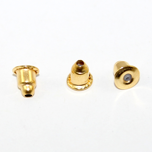 Stud Earring Back - Bullet - Pair - Bright Gold