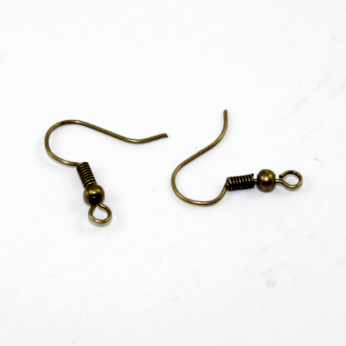 20mm French Hook with Ball - Pair - Antique Bronze