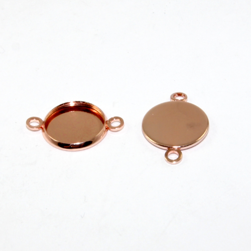 12mm Round Cabochon Connector Setting - Rose Gold