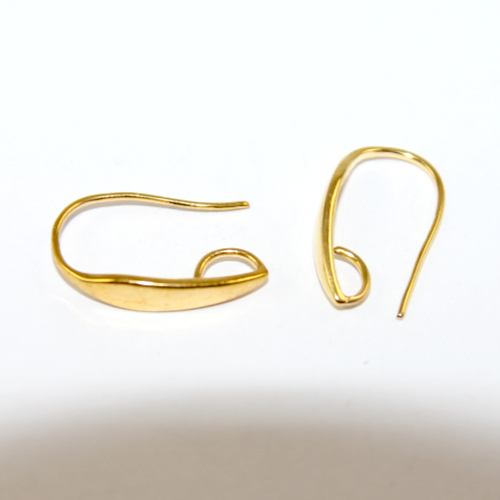 20mm x 11mm Flat Flared Ear Hook with a Hidden Loop - Bright Gold