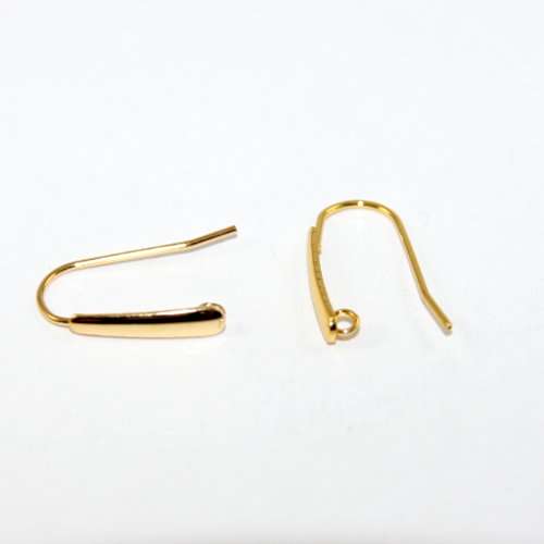 24 x 12mm Tapered Ear Hook with Loop - 304 Stainless Steel - Bright Gold