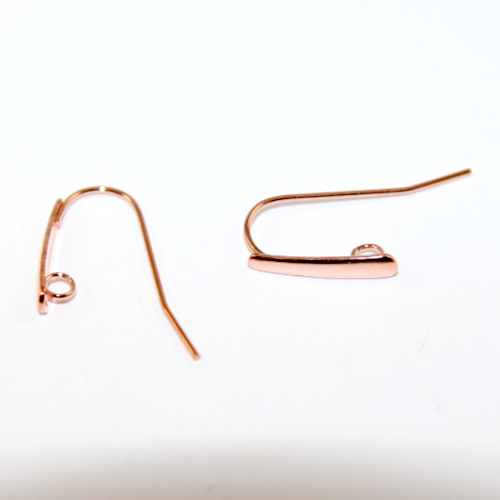 24 x 12mm Tapered Ear Hook with Loop - 304 Stainless Steel - Rose Gold