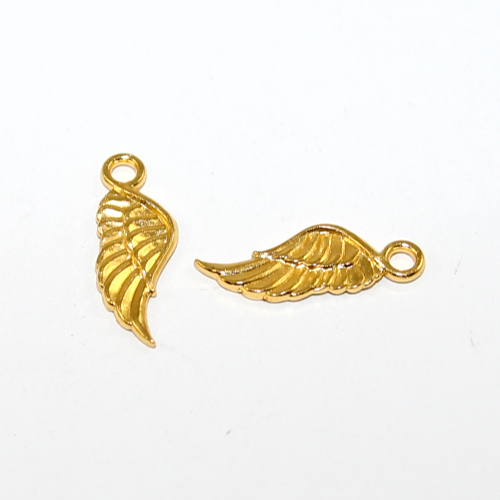 Angel Wing Charms - Bright Gold - 2 Piece Pack