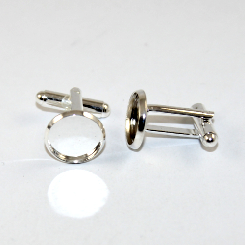 12mm Cabochon Setting Cuff Links - Pair - Silver