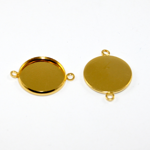 18mm  Round Cabochon Copper Connector Setting - Bright Gold