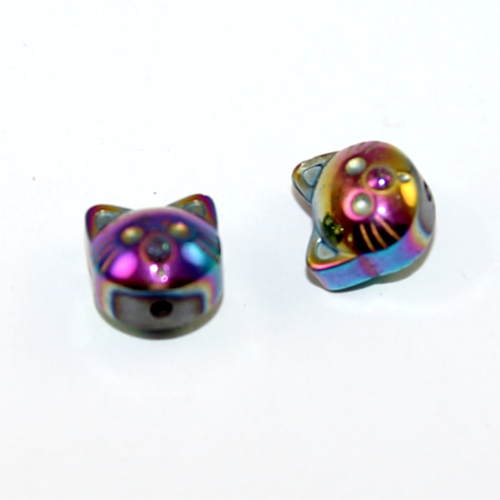 8mm Cat Hematite Bead - Rainbow