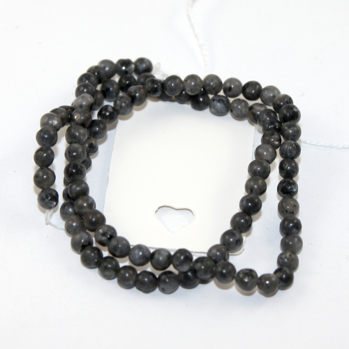 4mm Black Labradorite Round Beads - 38cm Strand