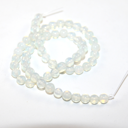 6mm White Opal Round Beads - 38cm Strand