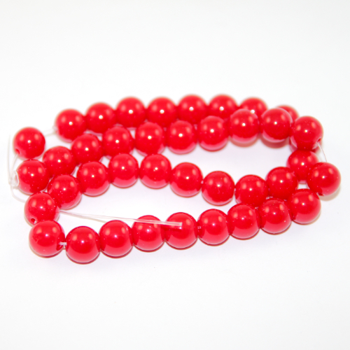 10mm Red Coral Jade Round Beads - 38cm Strand
