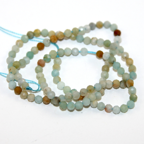 3mm Faceted Amazonite Round Beads - 36cm Strand