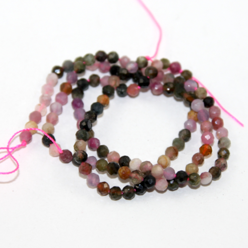 3mm Faceted Tourmaline Round Beads - 36cm Strand