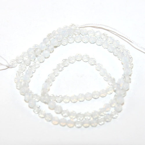 3mm Faceted White Opal Round Beads - 36cm Strand