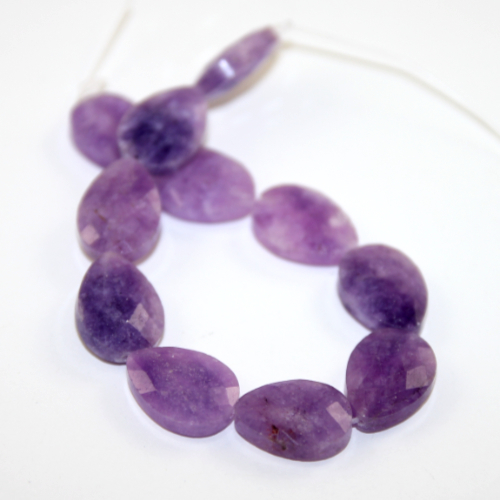 13mm x 18mm Faceted Amethyst Drop Beads - 19cm Strand