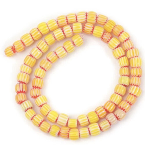 6mm Bright Yellow Nepalese Lampwork Beads - 38cm Strand