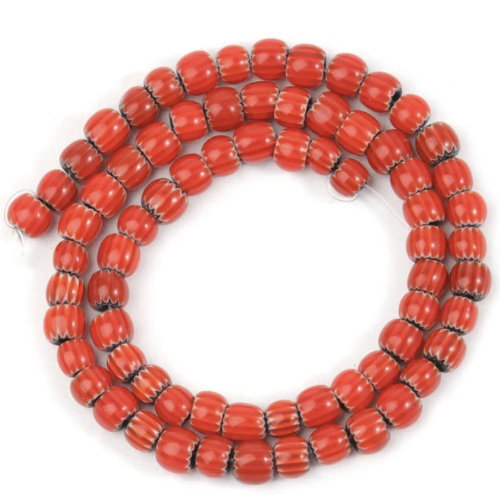 6mm Red Nepalese Lampwork Beads - 38cm Strand