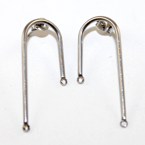 37mm Double Drop Cane Stud Earring 304 Stainless Steel with lower loop