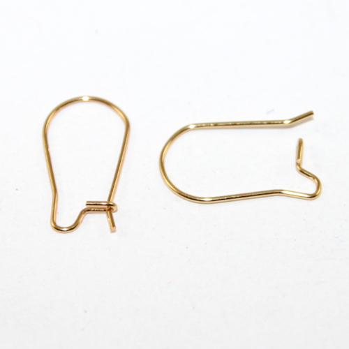 20mm Kidney Ear Wire - Pair - 304 Stainless Steel - Bright Gold - Pack of 5 Pairs