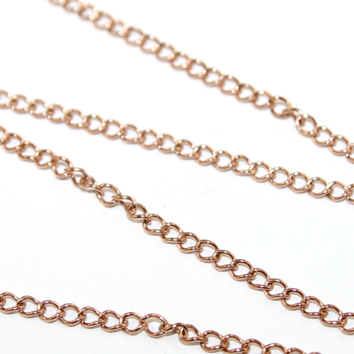 3mm 304 Stainless Steel Curb Chain - Rose Gold - 2m Length