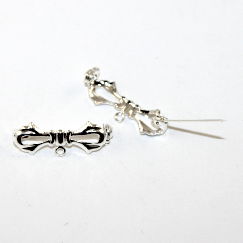 Bow with Drop Brooch Setting - Silver